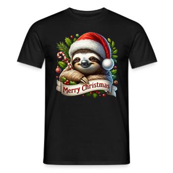 Sloth Merry Christmas Christmas Decoration Outfit - Men's T-Shirt - black - Front - AI Model Male 178 light (178cm)