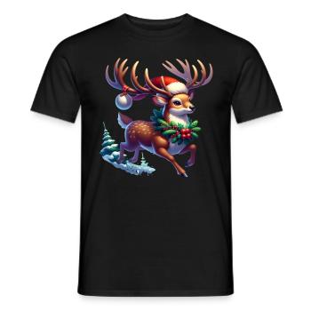 Weihnachts Rentier Geweih Xmas Comic - Männer T-Shirt - Schwarz - Vorne - AI Model Male 178 light (178cm)