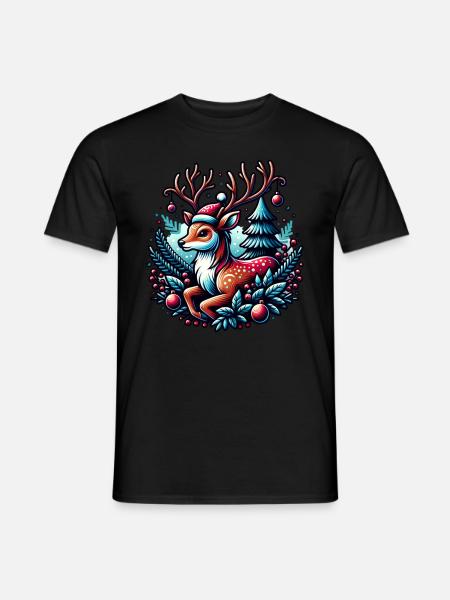 Weihnachts Hirsch Christmas Xmas - Mænd T-shirt - sort
