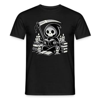 Grim Reaper Bookworm with Scythe - Men's T-Shirt - black - Front - AI Model Male 178 light (178cm)