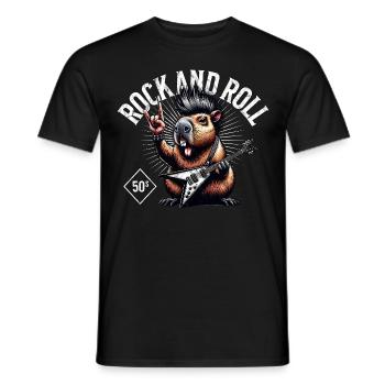 Capybara Rock and Roll Guitariste Guitare électrique - T-shirt homme - noir - Devant - AI Model Male 178 light (178cm)