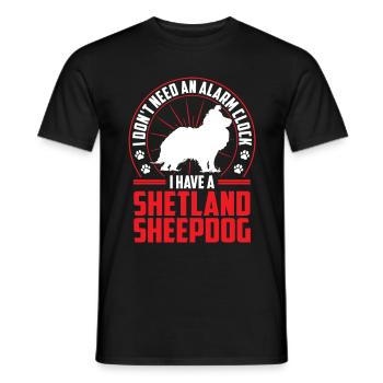Sheltie est un chien de berger Shetland Alarm - T-shirt homme - noir - Devant - AI Model Male 178 light (178cm)
