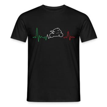 EKG heartbeat motorcycle Italy Italo Biker - Men's T-Shirt - black - Front - AI Model Male 178 light (178cm)