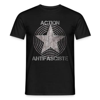 action antifasciste italy spain - Men's T-Shirt - black - Front - AI Model Male 178 light (178cm)