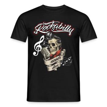 Rockabilly never dies - Männer T-Shirt - Schwarz - Vorne - AI Model Male 178 light (178cm)