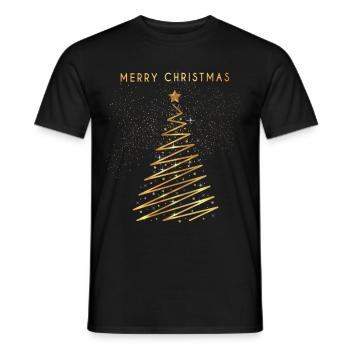 Merry Christmas Gold - Men's T-Shirt - black - Front - AI Model Male 178 light (178cm)