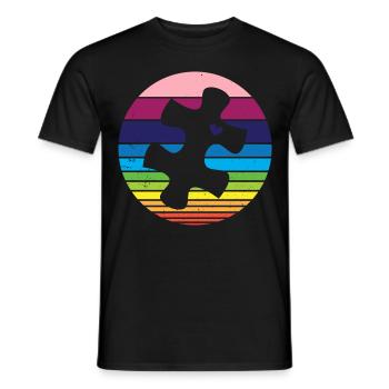 Retro Puzzle Heart Autism Awar... Autism Awareness - Männer T-Shirt - Schwarz - Vorne - AI Model Male 178 light (178cm)
