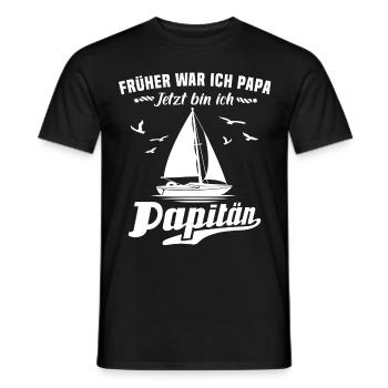 Kapitän Papa Segelboot Papitän - Männer T-Shirt - Schwarz - Vorne - AI Model Male 178 light (178cm)