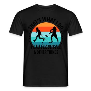 Floorball Floorball Field Hockey Indoor Hockey - Men's T-Shirt - black - Front - AI Model Male 178 light (178cm)