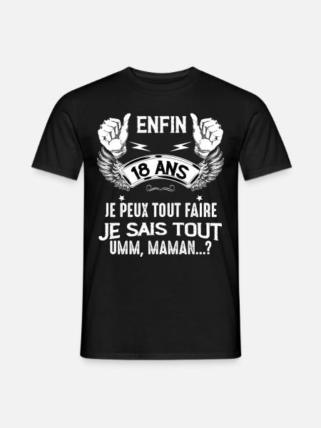 Anniversaire Humour 18 Ans Cadeau Drôle - T-shirt homme - noir