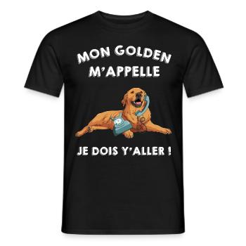 le Chien De Famille Au Téléphone - T-shirt homme - noir - Devant - AI Model Male 178 light (178cm)