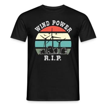 Wind Power RIP, No to Wind Energy - Men's T-Shirt - black - Front - AI Model Male 178 light (178cm)