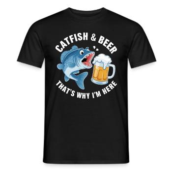 Wels und Bier, deshalb bin ich hier - Männer T-Shirt - Schwarz - Vorne - AI Model Male 178 light (178cm)