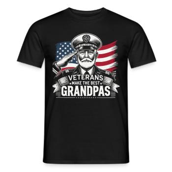 Veterans Make the Best Grandpas - Patriotic salute - Men's T-Shirt - black - Front - AI Model Male 178 light (178cm)