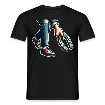 Horseshoe Throwing Horseshoe Pitching - Men's T-Shirt - black - Front - AI Model Male 178 light (178cm)