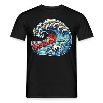Wave - Men's T-Shirt - black - Front - AI Model Male 178 light (178cm)
