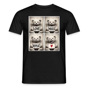Teddy Bear – Love Hugs Repeat - T-shirt homme - noir - Devant - AI Model Male 178 light (178cm)