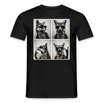Rockiger Fuchs mit Sonnenbrille – Cool & Wild - Männer T-Shirt - Schwarz - Vorne - AI Model Male 178 light (178cm)