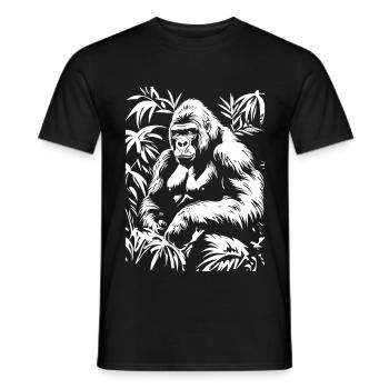 Gorilla Monkey Nature Leaves - Men's T-Shirt - black - Front - AI Model Male 178 light (178cm)