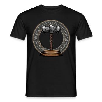 Wikinger Hammer Krieger Walhalla Runenkreis Thor - Männer T-Shirt - Schwarz - Vorne - AI Model Male 178 light (178cm)