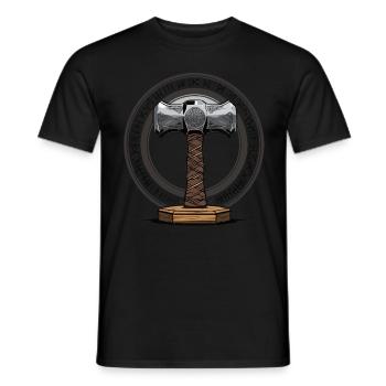 Viking Hammer Warrior Valhalla Runic Circle Thor - Men's T-Shirt - black - Front - AI Model Male 178 light (178cm)