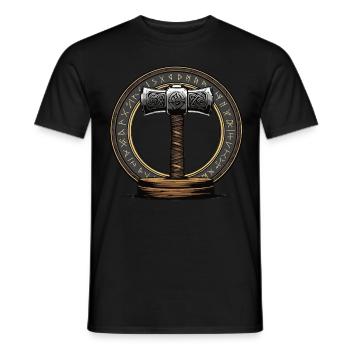 Wikinger Hammer Krieger Walhalla Runenkreis Thor - Männer T-Shirt - Schwarz - Vorne - AI Model Male 178 light (178cm)
