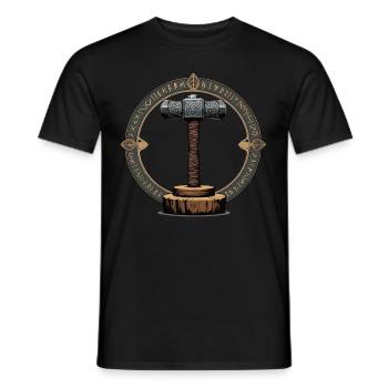 Wikinger Hammer Krieger Walhalla Runenkreis Thor - Männer T-Shirt - Schwarz - Vorne - AI Model Male 178 light (178cm)