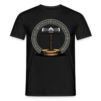 Wikinger Hammer Krieger Walhalla Runenkreis Thor - Männer T-Shirt - Schwarz - Vorne - AI Model Male 178 light (178cm)
