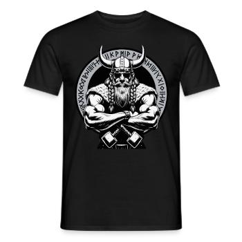 Nordische Mythologie Wikinger Krieger Valhalla - Männer T-Shirt - Schwarz - Vorne - AI Model Male 178 light (178cm)