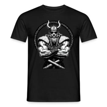 Nordische Mythologie Wikinger Krieger Valhalla - Männer T-Shirt - Schwarz - Vorne - AI Model Male 178 light (178cm)