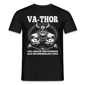 VA-THOR WIKINGER Vater Papa Viking Vatertag - Männer T-Shirt - Schwarz - Vorne - AI Model Male 178 light (178cm)