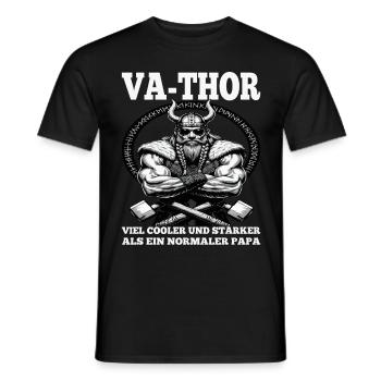VA-THOR WIKINGER Vater Papa Viking Vatertag - Männer T-Shirt - Schwarz - Vorne - AI Model Male 178 light (178cm)