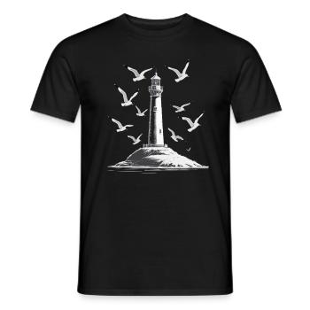 Leuchturm Möwe Hafen Moin Meer See - Männer T-Shirt - Schwarz - Vorne - AI Model Male 178 light (178cm)