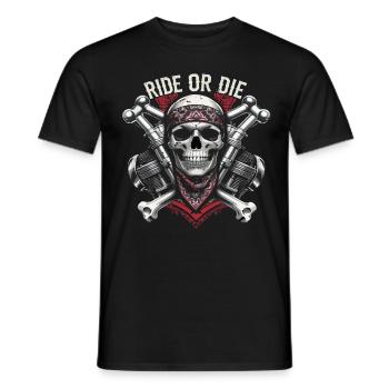 Motorcycle Skull Ride or Die Biker Chopper Rock - Men's T-Shirt - black - Front - AI Model Male 178 light (178cm)