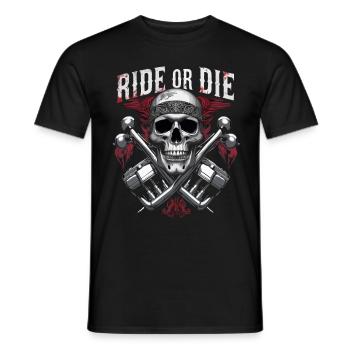 Moto Skull Ride ou Die Biker Chopper Rock - T-shirt homme - noir - Devant - AI Model Male 178 light (178cm)