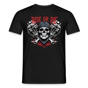 Moto Skull Ride ou Die Biker Chopper Rock - T-shirt homme - noir - Devant - AI Model Male 178 light (178cm)