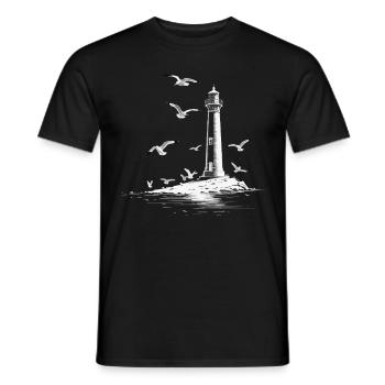 Leuchturm Möwe Hafen Moin Meer See - Männer T-Shirt - Schwarz - Vorne - AI Model Male 178 light (178cm)