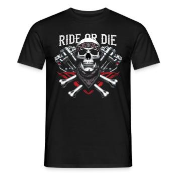 Moto Skull Ride ou Die Biker Chopper Rock - T-shirt homme - noir - Devant - AI Model Male 178 light (178cm)