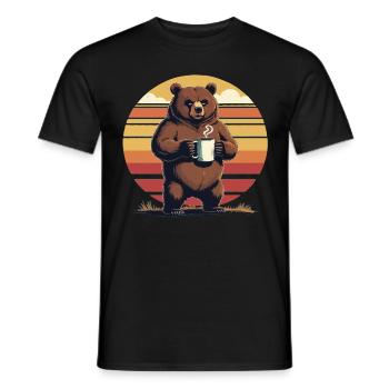 Grim Bear Tasse à café Ours Café Fatigué - T-shirt homme - noir - Devant - AI Model Male 178 light (178cm)