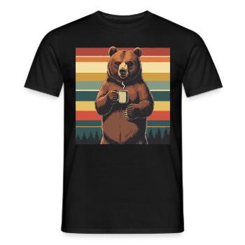 Grim Bear Coffee Mug Bears Coffee Tired - Men's T-Shirt - black - Front - AI Model Male 178 light (178cm)