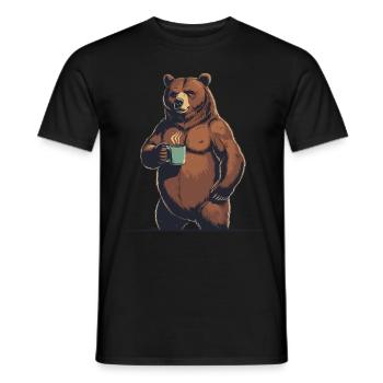 Grim Bear Coffee Mug Bears Coffee Tired - Men's T-Shirt - black - Front - AI Model Male 178 light (178cm)