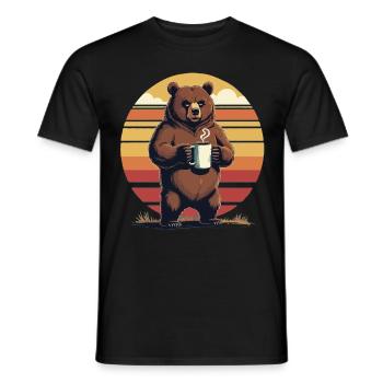 Grim Bear Coffee Mug Bears Coffee Tired - Men's T-Shirt - black - Front - AI Model Male 178 light (178cm)