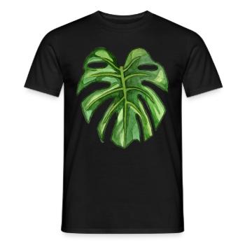 Monstera - tropische Pflanze in Aquarell - Männer T-Shirt - Schwarz - Vorne - AI Model Male 178 light (178cm)