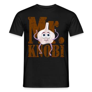 Knoblauch Mr. Knobi kochen stinken Koch - Männer T-Shirt - Schwarz - Vorne - AI Model Male 178 light (178cm)
