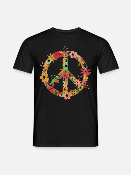Peace Symbol Hippie - Männer T-Shirt - Schwarz