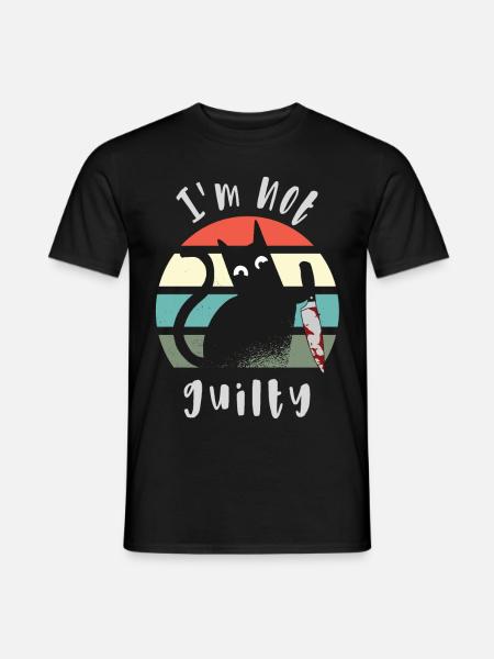 Ich bin unschuldig, Katze mit Messer - Männer T-Shirt - Schwarz