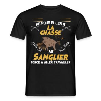 Né Pour La Chasse Au Sanglier Cadeau Chasseur - T-shirt homme - noir - Devant - AI Model Male 178 light (178cm)