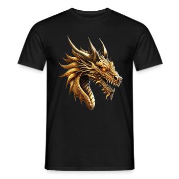 Drache Gold Fantasie Magie Mystik Kreatur Tier - Männer T-Shirt - Schwarz - Vorne - AI Model Male 178 light (178cm)