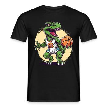 Basketball Dinosaure T-Rex Player Sports Cartoon - T-shirt homme - noir - Devant - AI Model Male 178 light (178cm)