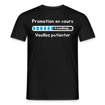 Promotion en cours veuillez patienter design drôle - T-shirt homme - noir - Devant - AI Model Male 178 light (178cm)